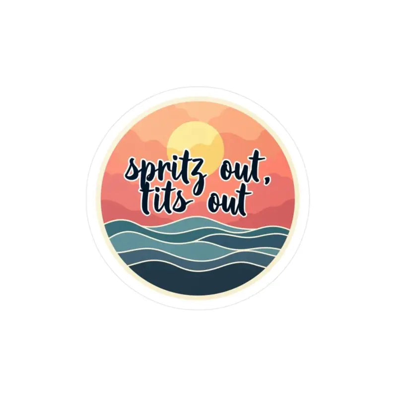 Round Laptop Sticker featuring a vibrant sunset over the ocean design