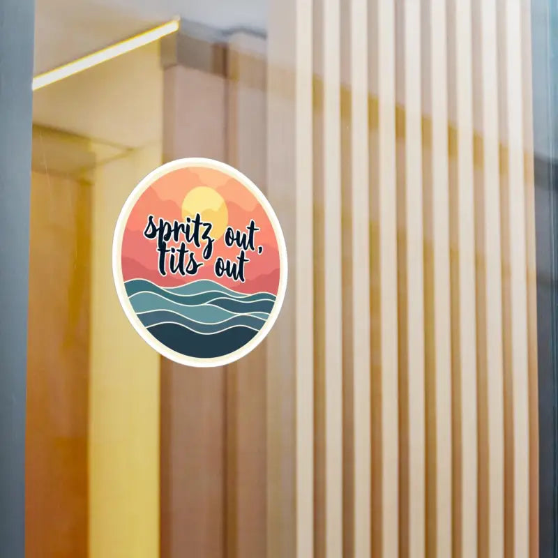 Round Laptop Sticker featuring a serene sunset and ocean design for stylish decor