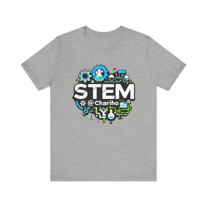 Gray STEM-themed t-shirt for science enthusiasts, Chariho Unisex Jersey Short Sleeve Tee
