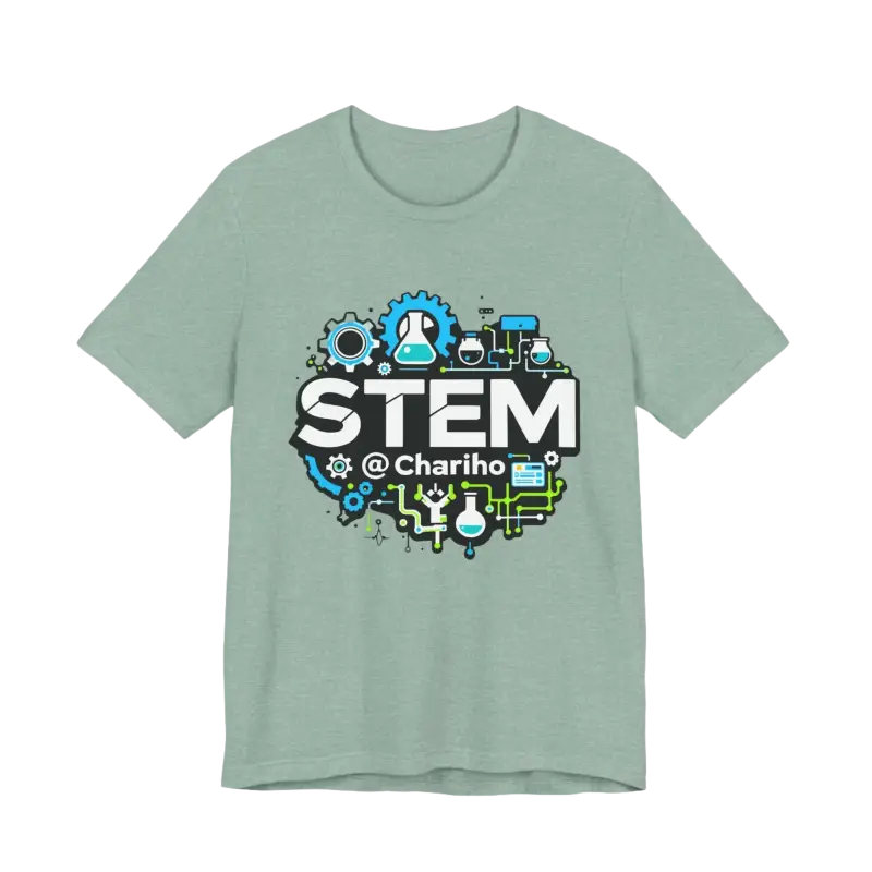 Sage green STEM t-shirt from the STEM Chariho Unisex Jersey Short Sleeve Tee collection