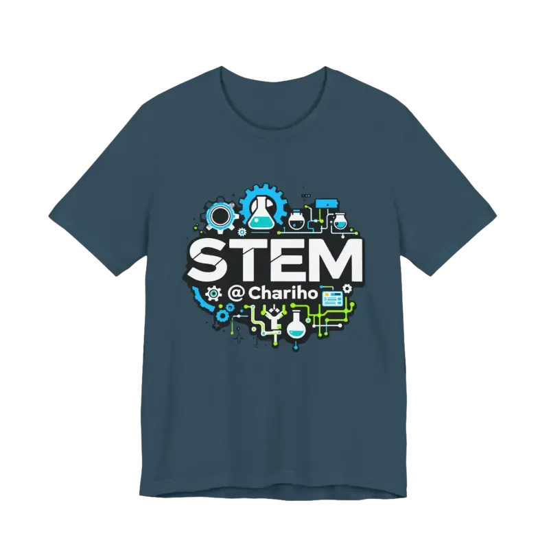 Dark blue STEM Chariho unisex jersey short sleeve tee for science lovers