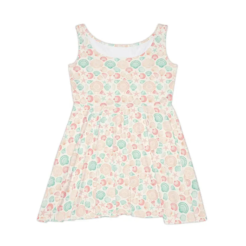 Seashell-patterned Women’s Skater Dress for beach outings and summer occasions