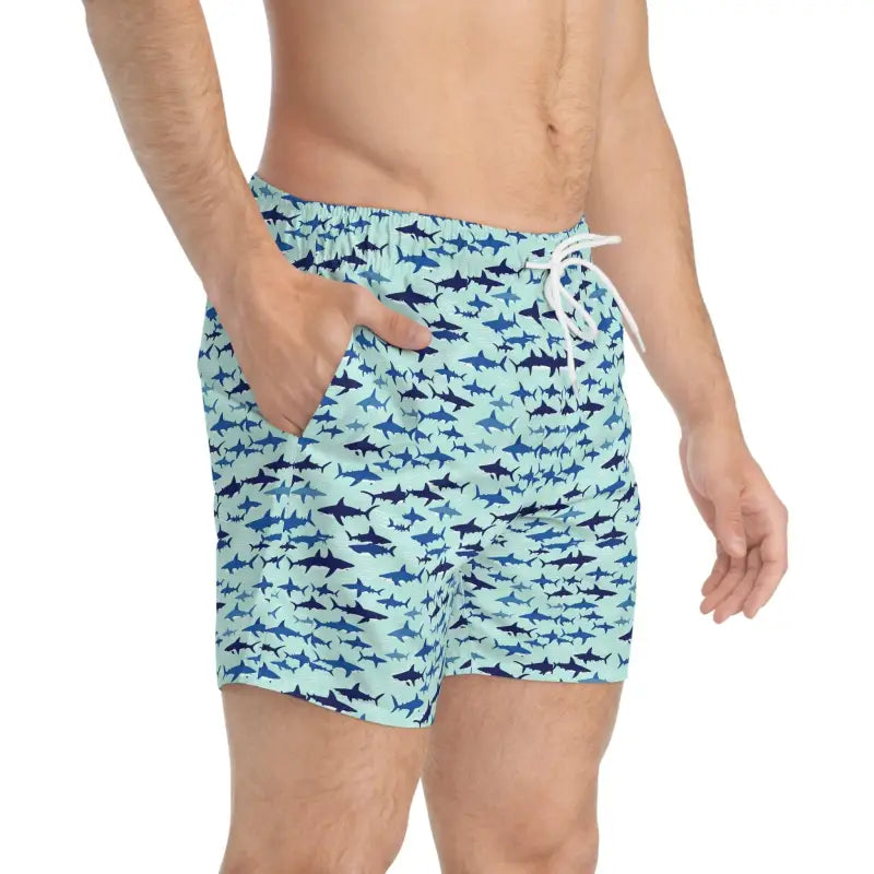 Shark Pattern Swim Trunks featuring a stylish shark pattern for beachwear and swimming