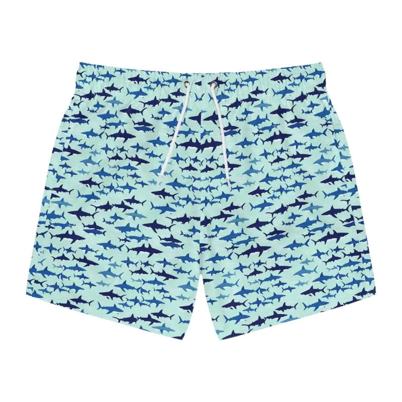 Shark Pattern Swim Trunks featuring an eye-catching shark design for stylish summer wear