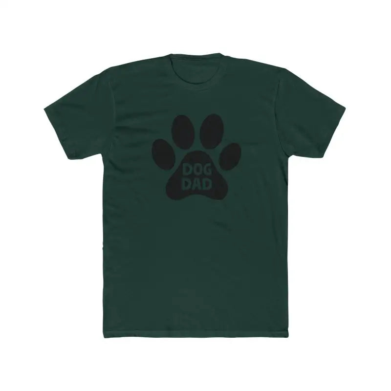 Green Simple Dog Dad Unisex Cotton Crew Tee featuring a dog paw print design