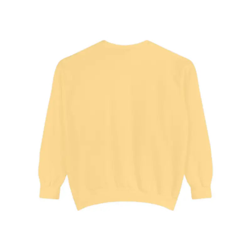 Yellow long-sleeved Sitting on the Dock Bite Me unisex garment dyed sweatshirt