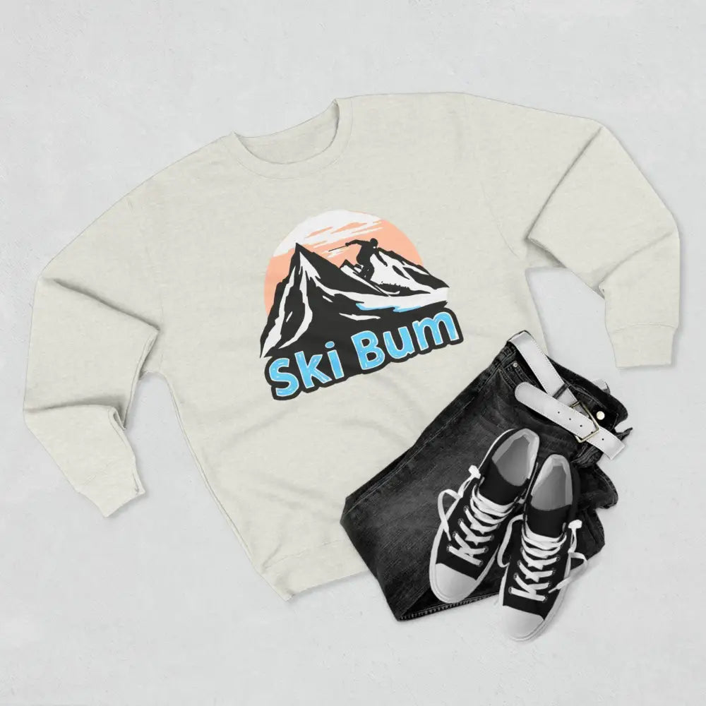 Beige Ski Bum sweatshirt from the Ski Bum Sweatshirt Collection in Blue, Beige, and Black