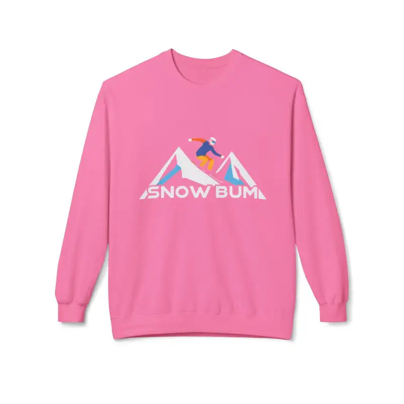 Pink sweatshirt featuring a skier graphic from the Skier Graphic and Snow Bum collection