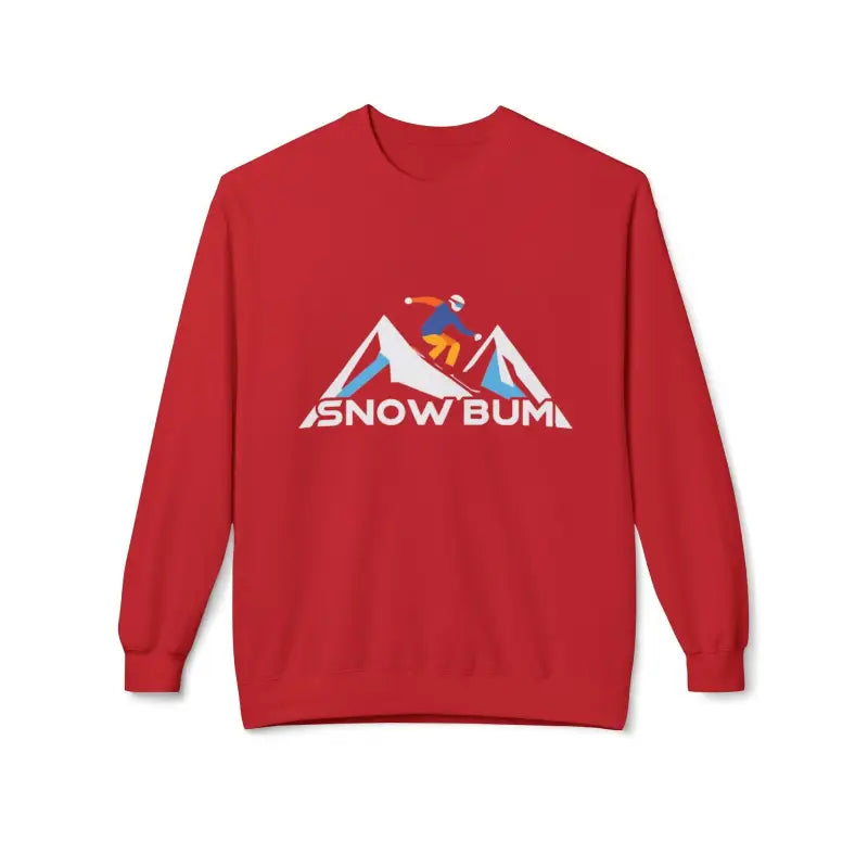 Red sweatshirt featuring Snow Bum graphic from Skier Graphic and Snow Bum Sweatshirts