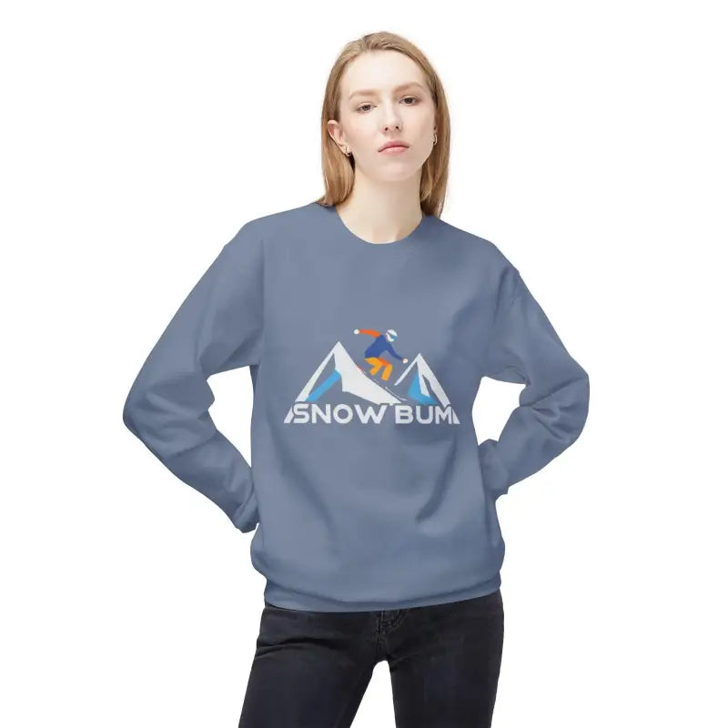Blue sweatshirt with skier graphic from Skier Graphic and Snow Bum Sweatshirts