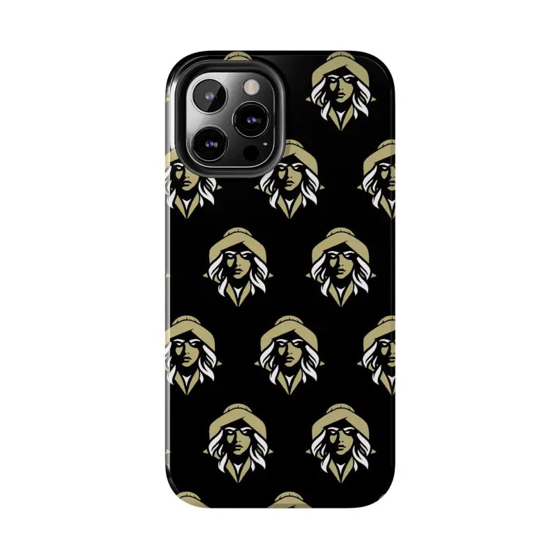 Black phone case featuring a woman pattern, Skipper Lax Tough Phone Case design