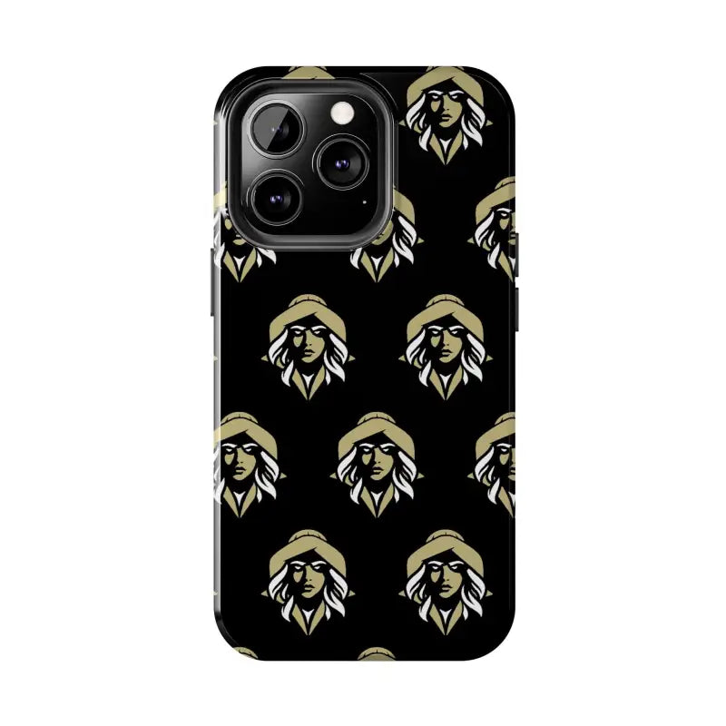 Black Tough Phone Case with Woman Face Design by Skipper Lax, stylish and durable