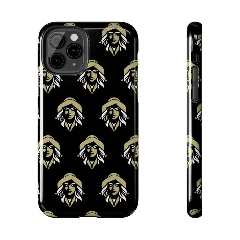 Black phone case featuring woman pattern, Skipper Lax Black Tough Phone Case design