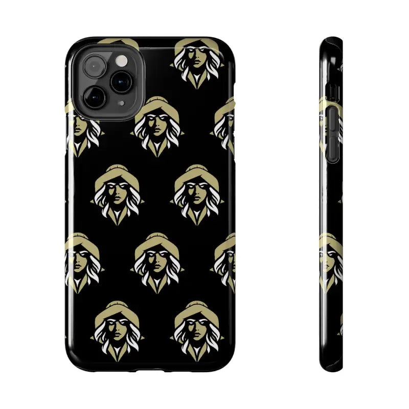 Black Tough Phone Case featuring Woman Face Design by Skipper Lax, stylish and protective