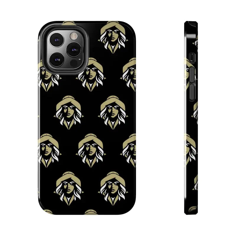 Black phone case featuring a woman’s face design from the Skipper Lax collection
