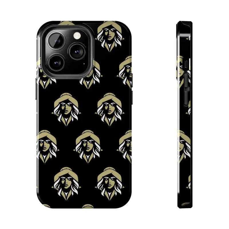 Black Tough Phone Case featuring Woman Face Design by Skipper Lax for stylish protection