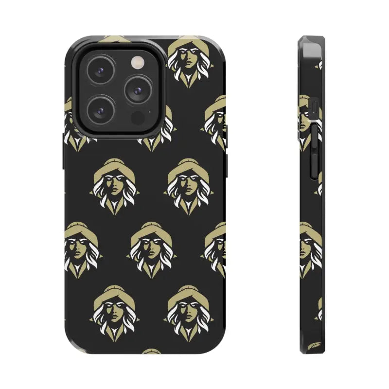 Black phone case featuring a woman’s face design from Skipper Lax collection