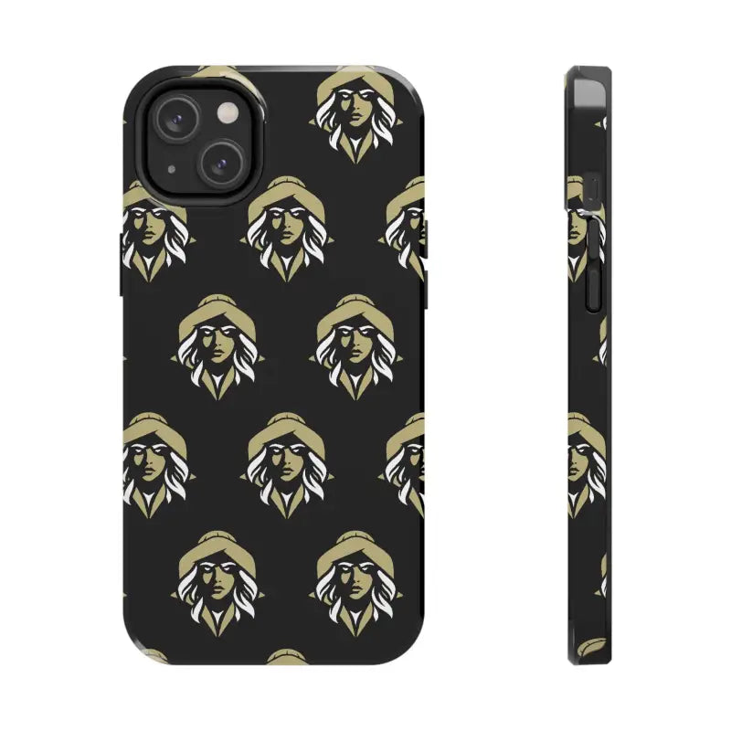 Black phone case featuring a woman pattern, Skipper Lax Tough Phone Case design