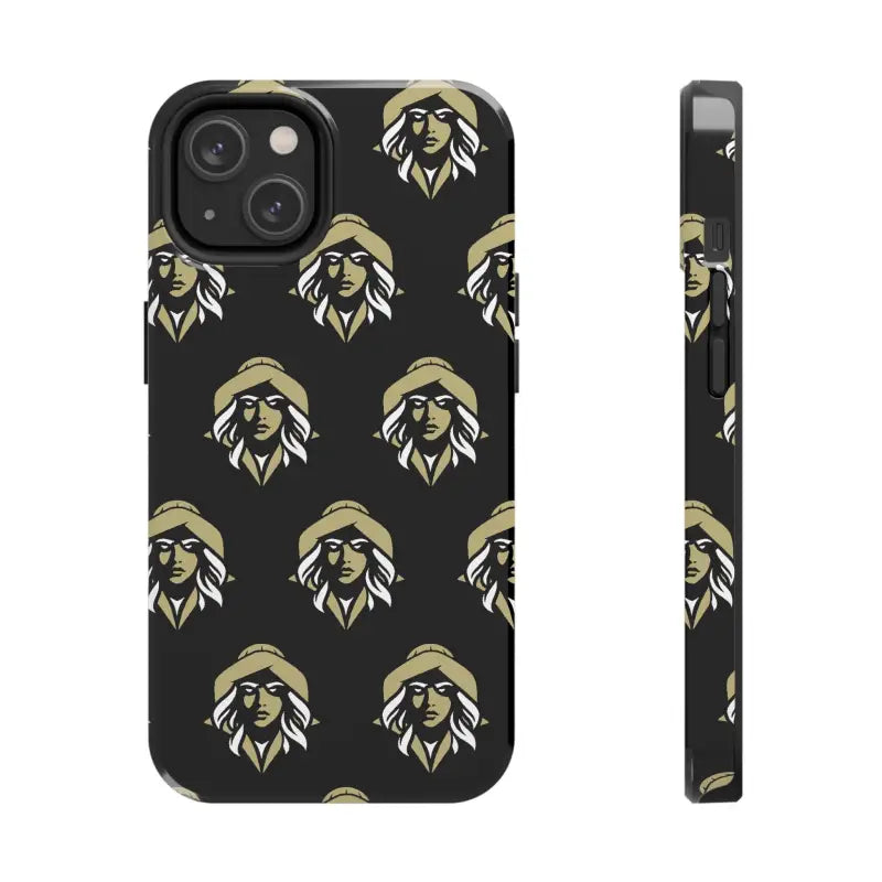 Black tough phone case featuring elegant woman face design by Skipper Lax