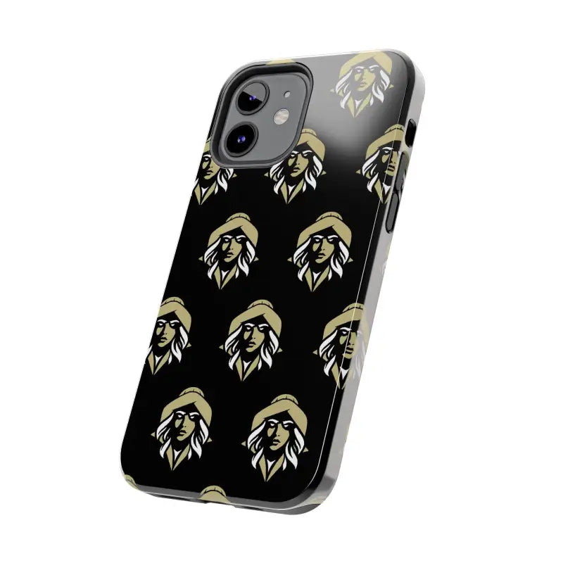 Patterned Skipper Lax Black Tough Phone Case featuring Woman Face Design for stylish protection