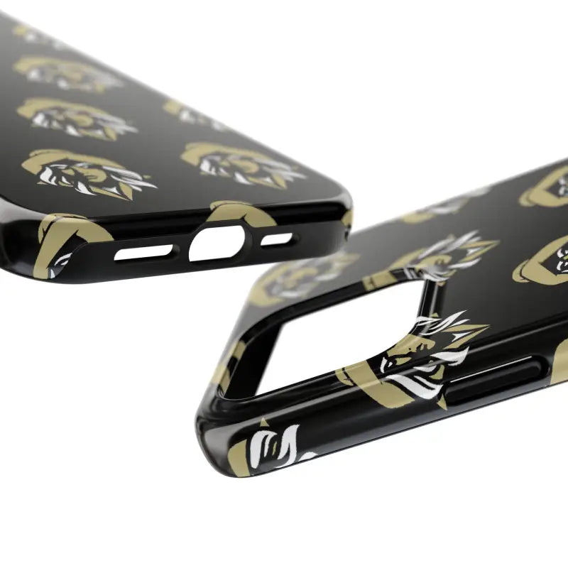 Skipper Lax Black Tough Phone Case featuring a stylish woman face design and patterns