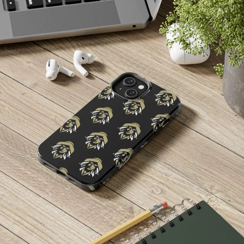 Patterned black Skipper Lax Tough Phone Case featuring a woman face design
