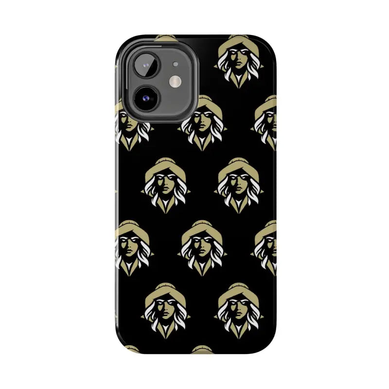Patterned phone case featuring a woman face design on the Skipper Lax Black Tough Case