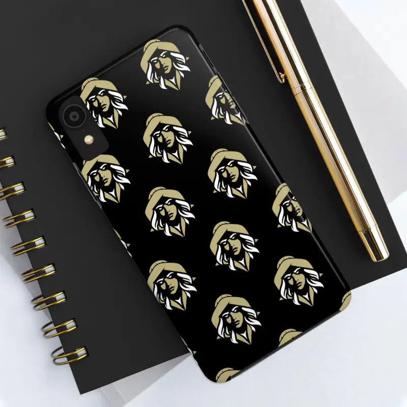 Skipper Lax Black Tough Phone Case featuring repeated woman face design