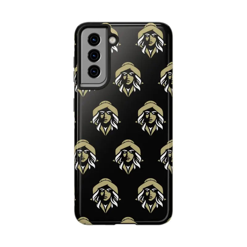 Black Tough Phone Case featuring a woman face design by Skipper Lax