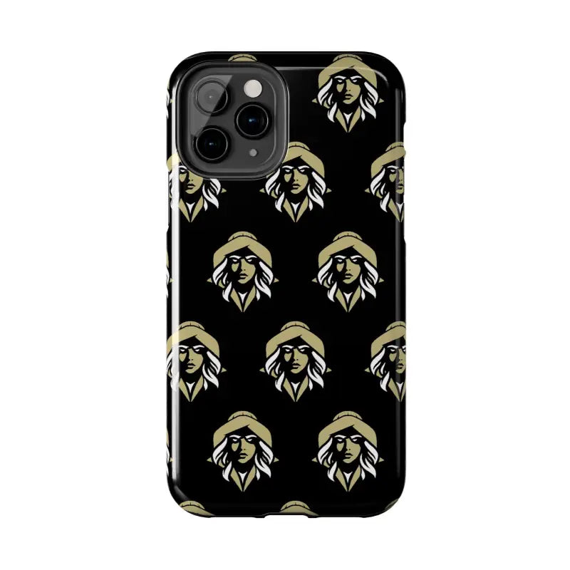 Skipper Lax Black Tough Phone Case featuring woman’s face pattern on a sleek design