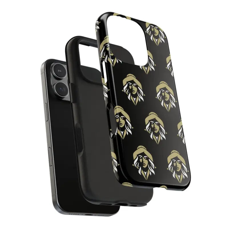 Skipper Lax Black Tough Phone Case featuring a woman’s face pattern design