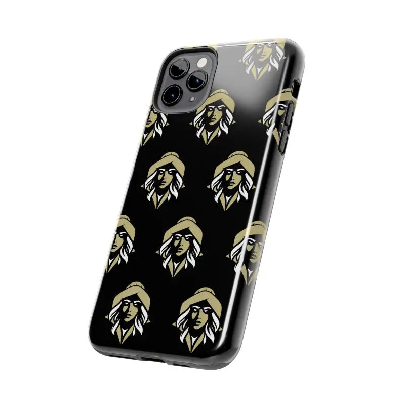 Black Skipper Lax Tough Phone Case featuring women’s face pattern design