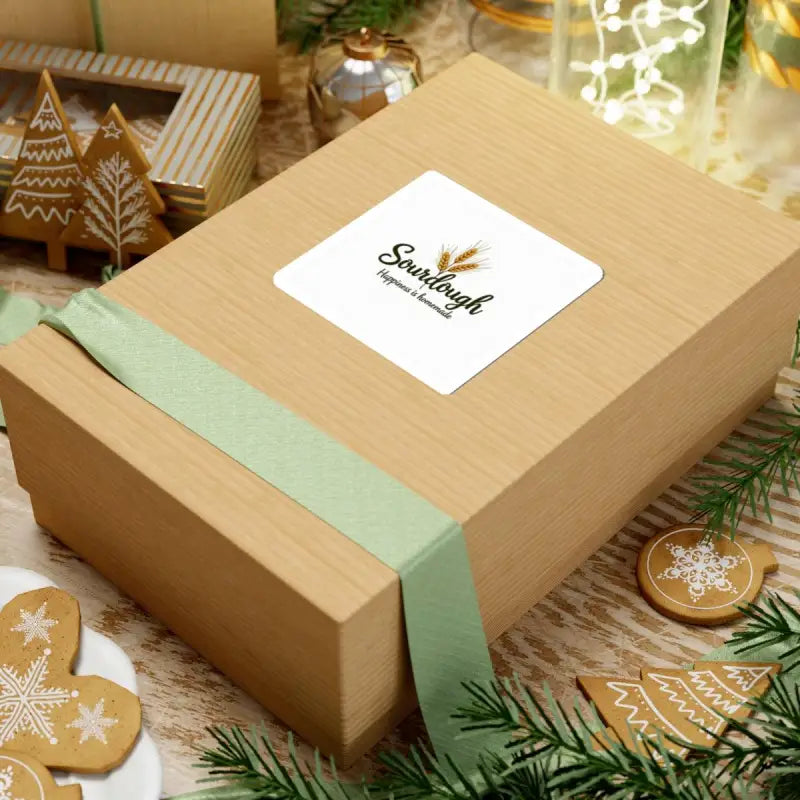 Gift box featuring Sourdough Bakery Sticker with Wheat Graphic design