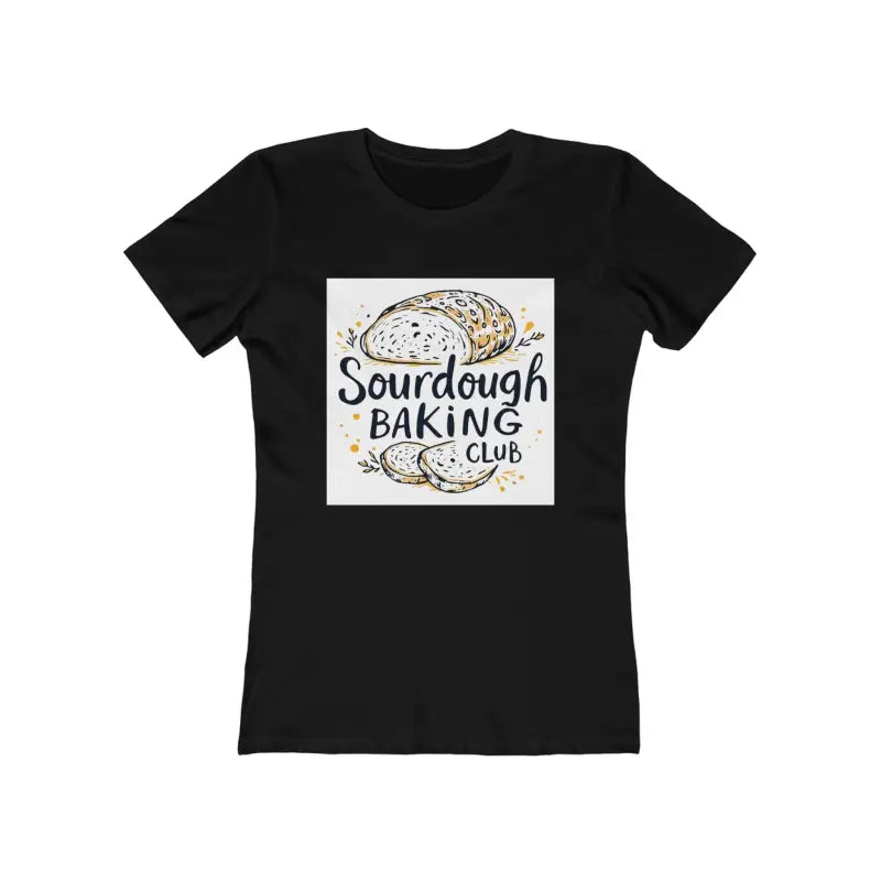 Black t-shirt featuring sourdough bread graphic from Sourdough Baking Club Women’s T-Shirt