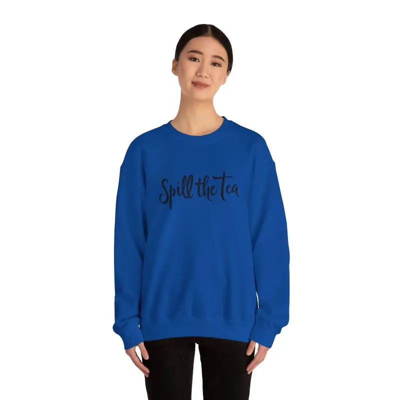 Blue Spill the Tea Sweatshirt for a comfortable and stylish casual look