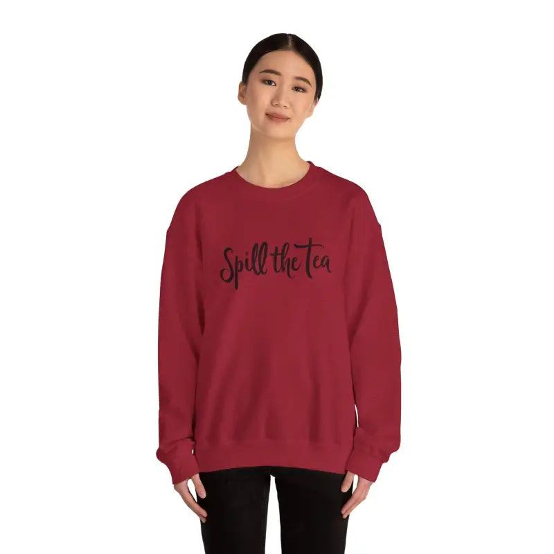 Burgundy Spill the Tea sweatshirt for cozy casual style and comfortable wear