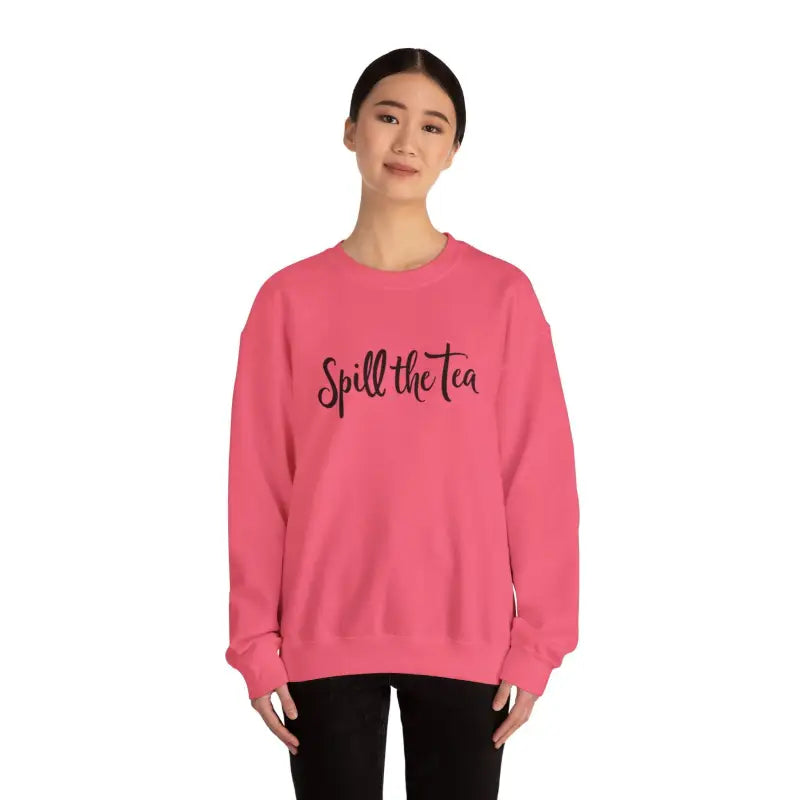 Pink Spill the Tea sweatshirt perfect for cozy casual style and everyday wear