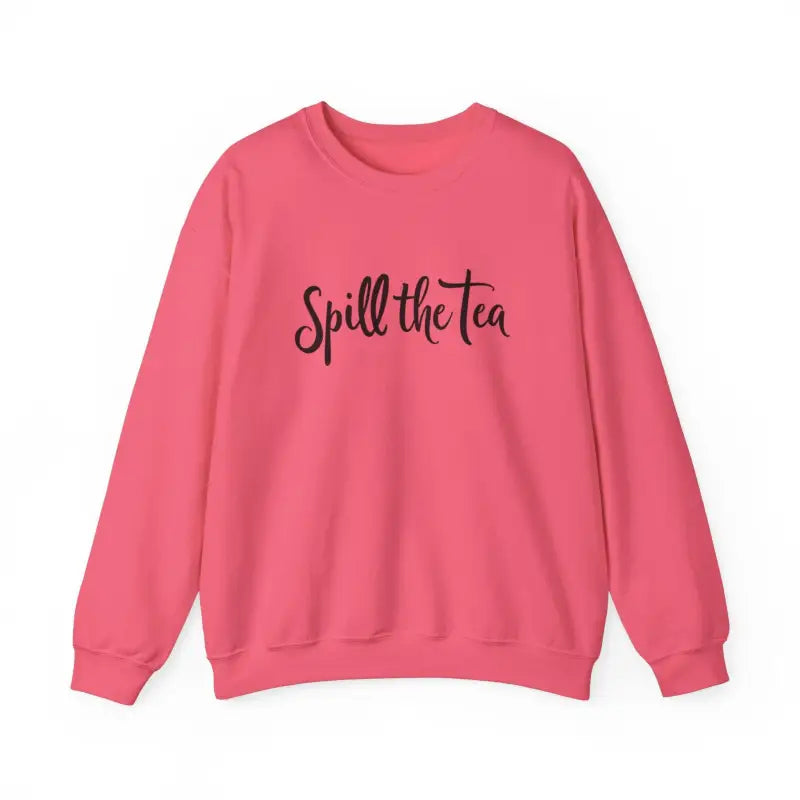 Pink Spill the Tea Sweatshirt featuring trendy text for cozy casual style