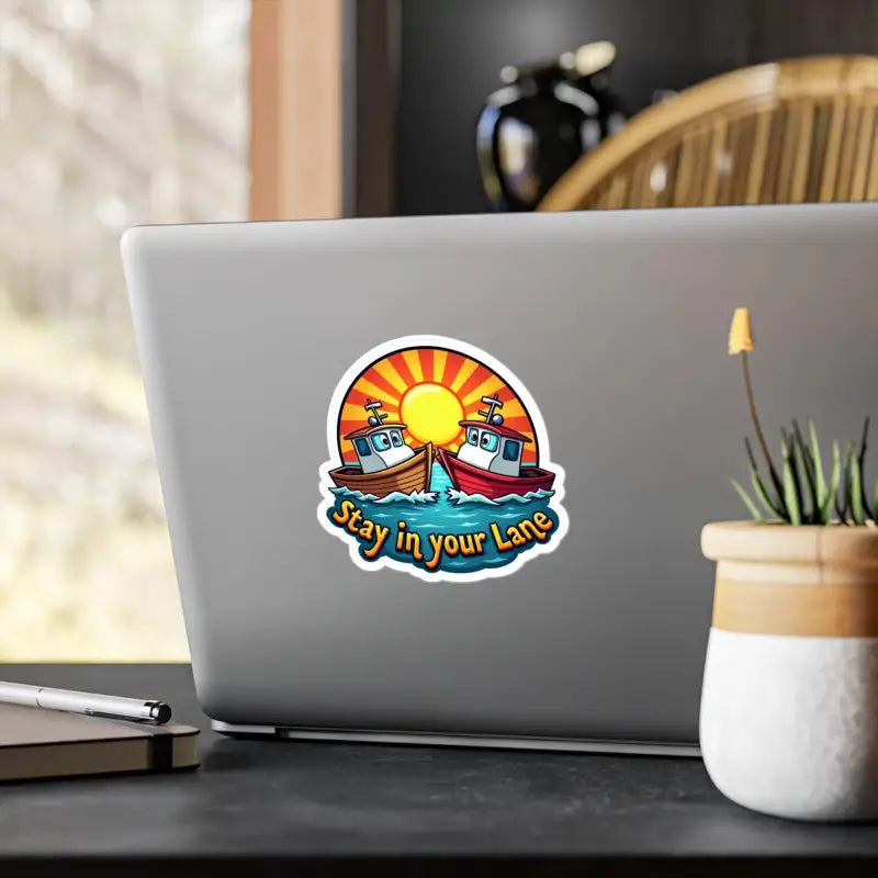 Laptop featuring Stay In Your Lane Sticker for Boat and Car accessory