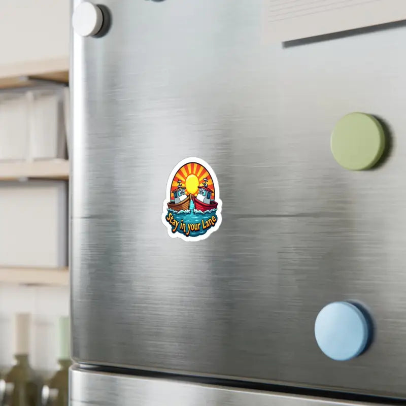 Laptop featuring Stay in Your Lane sticker from Stay Your Lane Tugboat Decal