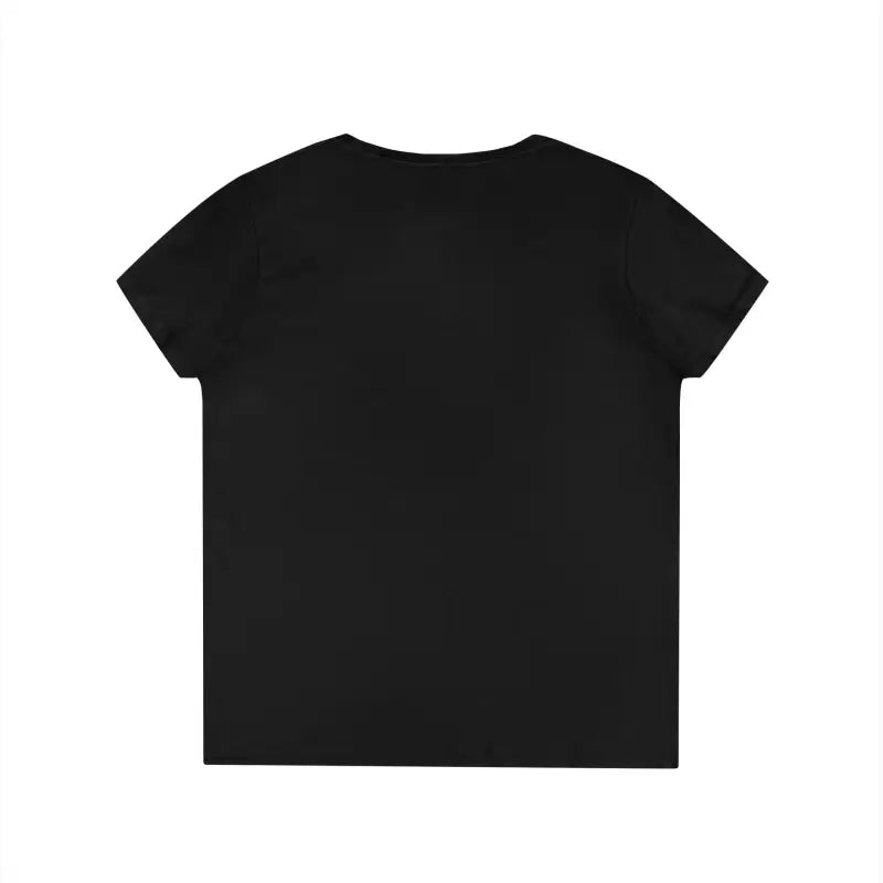 Black short-sleeved V-neck t-shirt for women featuring STEM-inspired design