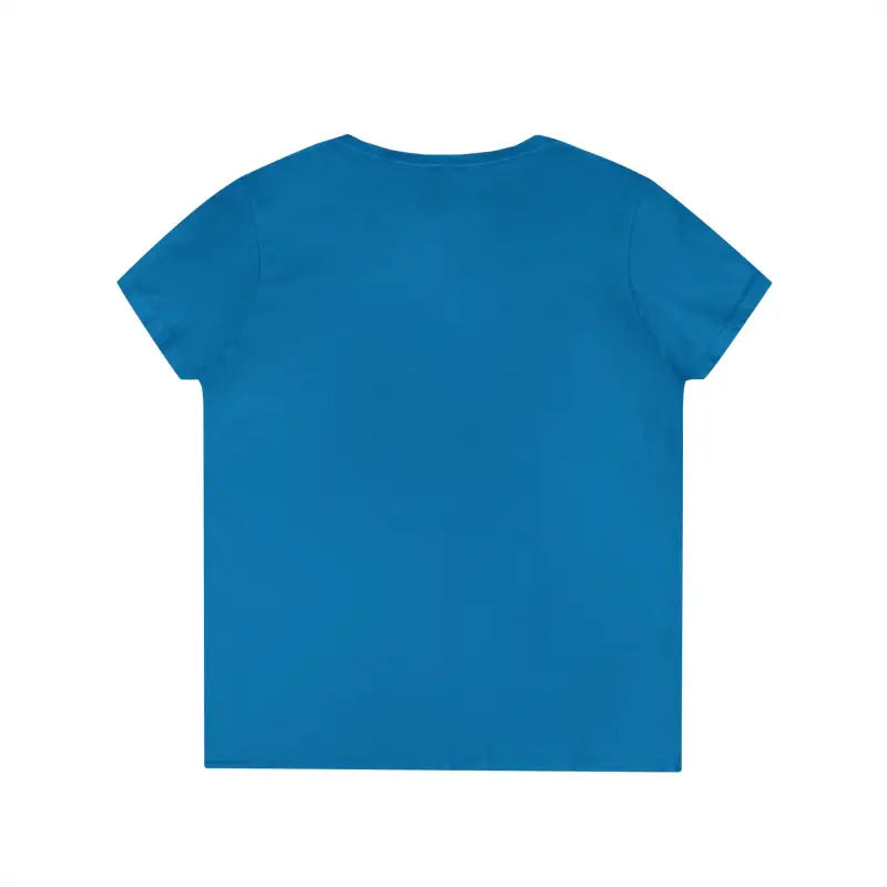 Blue STEM Charm Ladies V-Neck T-Shirt showcasing science-inspired design and style