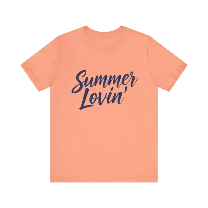 Peach-colored Summer Lovin Unisex Jersey Tee in Beige Peach Aqua, ideal for summer wear