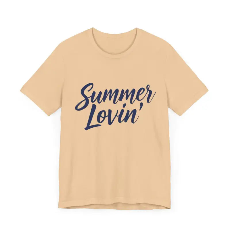Beige Summer Lovin Unisex Jersey Tee featuring stylish text design