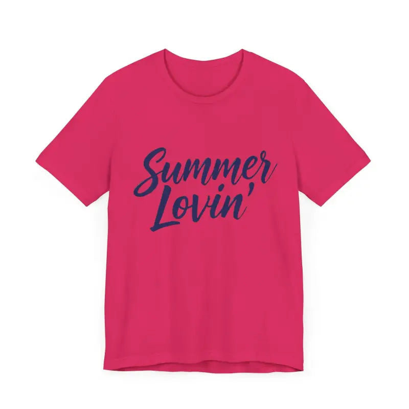 Pink Summer Lovin unisex jersey tee in Beige Peach Aqua color for stylish summer wear