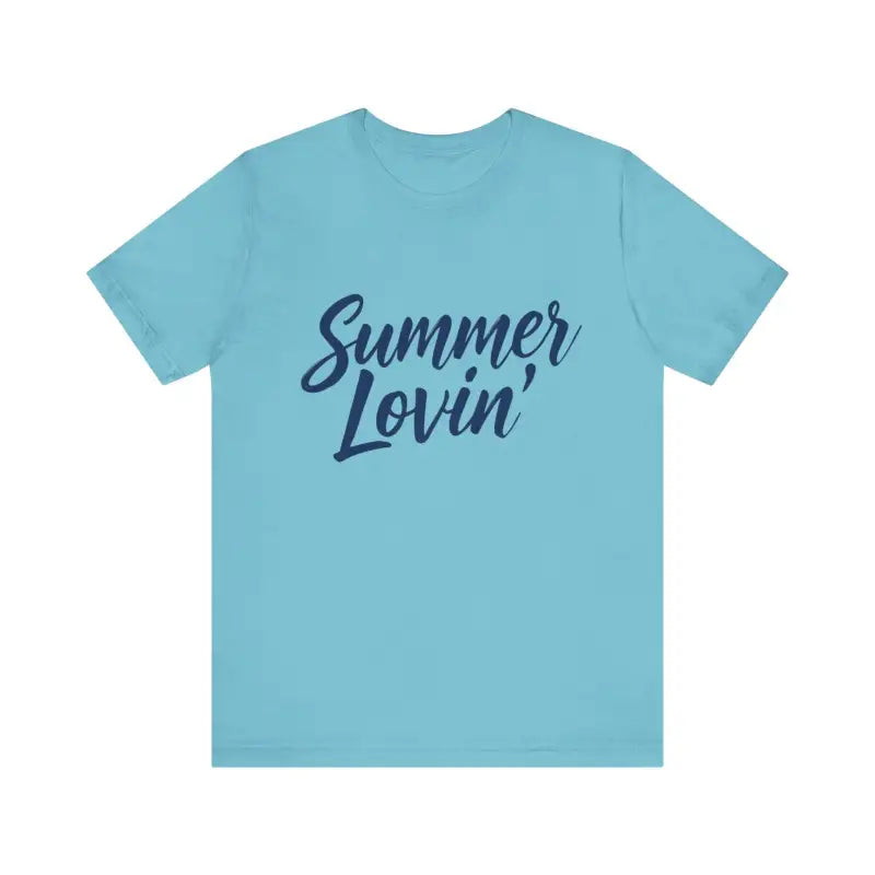 Light blue Summer Lovin unisex jersey tee in Beige Peach Aqua color