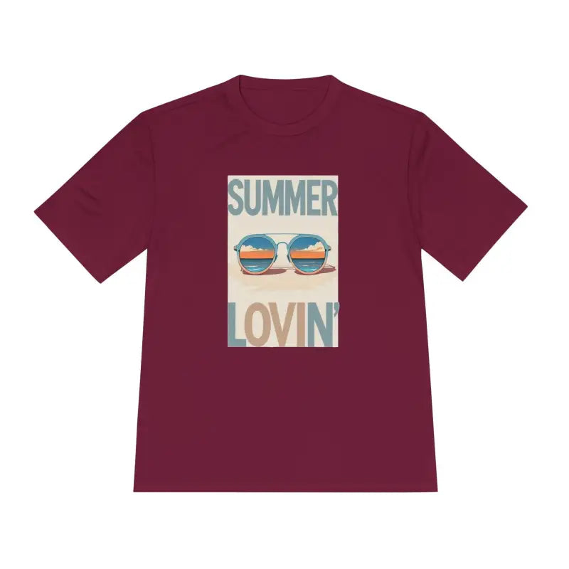 Maroon Summer Lovin graphic tee from Summer Lovin Unisex Moisture Wicking collection