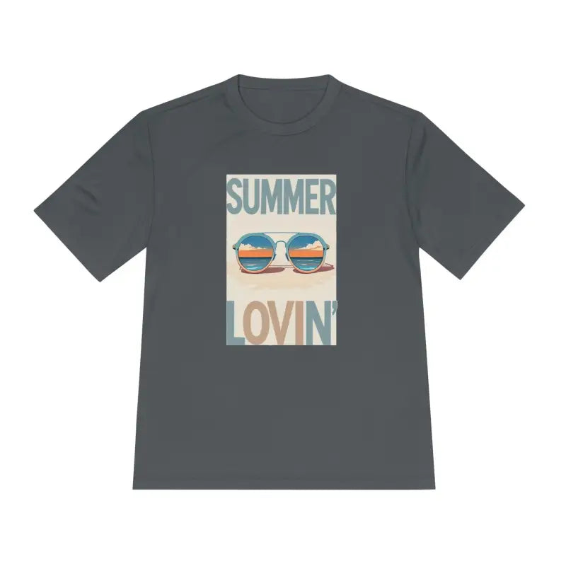 Gray Summer Lovin graphic t-shirt from the Summer Lovin Unisex Moisture Wicking Tee collection