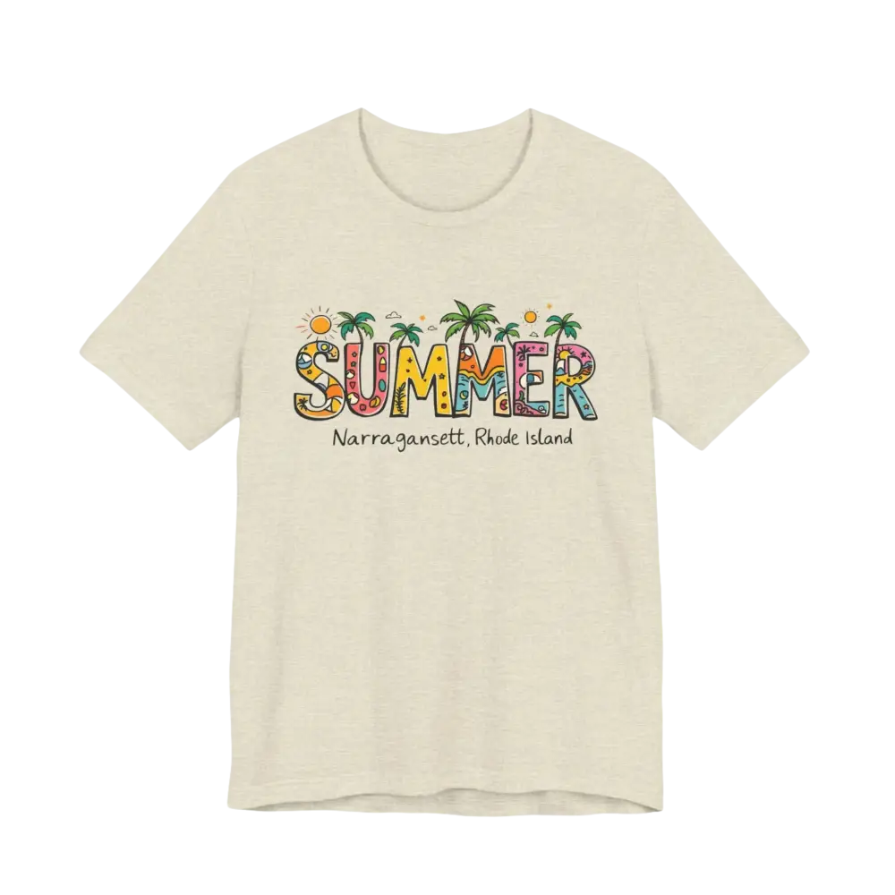 Beige Summer graphic t-shirt from the Summer Narragansett Rhode Island Collection