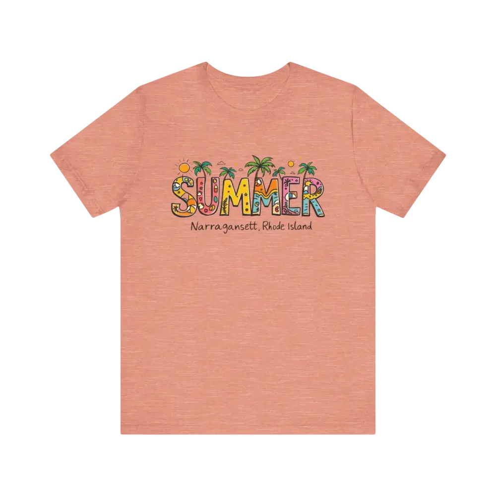 Peach-colored Summer Narragansett Rhode Island T-shirt from the collection